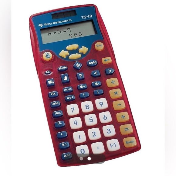 Texas Instruments TI-10 Elementary Math Calculator Red Yellow - Picture 2 of 7